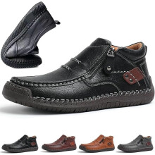 Willtoo Men's Leather Slip-On Driving Boots Black Size 8