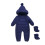 Macacão de neve infantil com capuz, acolchoado e quentinho, para bebês de 6 a 12 meses. 1