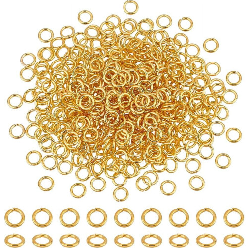 Messing springringen goudkleurig, 6 mm diameter, 490 stuks
