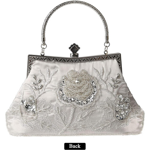 Γυναικεία τσάντα clutch vintage με χάντρες και λουλούδια, 1 τεμάχιο 2