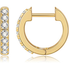 Gold Huggie Earrings 14K Gold Plated with Cubic Zirconia