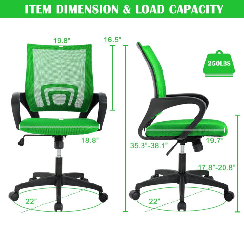 Chaise de bureau ergonomique verte (lot de 2) 1