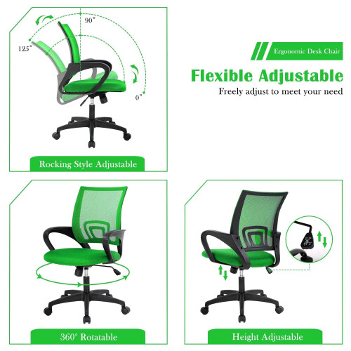 Chaise de bureau ergonomique verte (lot de 2) 2