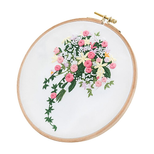 Kit de început pentru broderie florală cu cerc