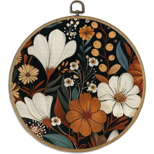 Boho-Blumen-Wandbild mit schwarzem Rahmen, 25 cm
