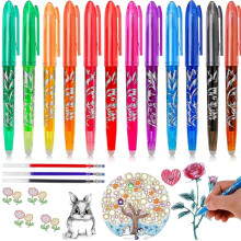Radierbarer Gelstift, 0,5 mm feine Spitze, 12 Stück, 8 Farben