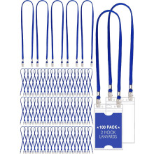 Dubbele clip-lanyards blauw, draaivrij, 2 haken, verstelbaar