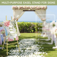 Gold Easel Stand for Sign, Display Easel with Adjustable Chain, 4-Tier Art Easel for Painting, Wedding Sign