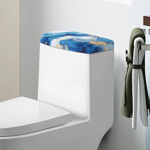 Toalettlock med blå marmorränder, 2-pack