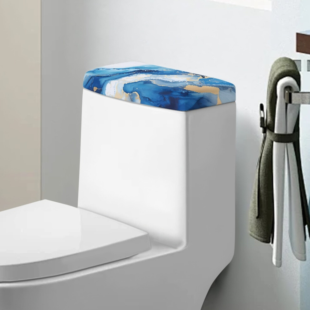 Toilet Tank Cover Lid Blue Marble Stripes Pack Of 2 968604479243