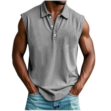 Men's V-Neck Sleeveless Tank Top with Pockets