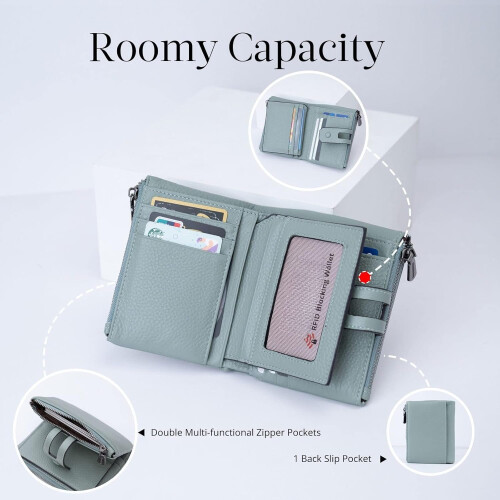 Women's Soft Leather Wallet with RFID Blocking and Double 2