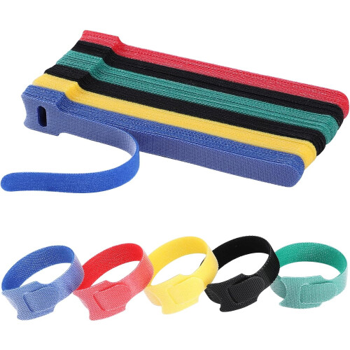 Kabelbinder, wiederverwendbar, 15 cm, 120 Stück, 5 Farben
