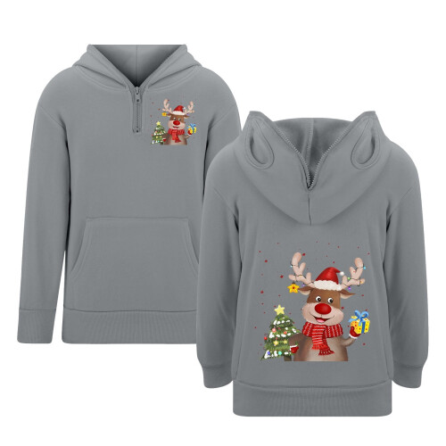 Sweat-shirt à capuche graphique pour garçon avec œillets de fermeture éclair et