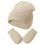 Ensemble bonnet et gants d'hiver pour bébé, en maille douce beige 1