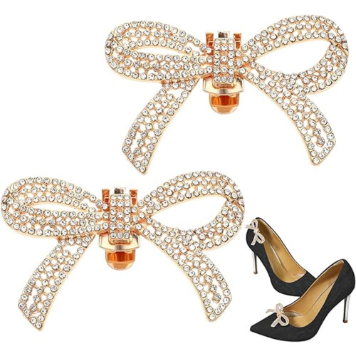 Gold Rhinestone Shoe Clips 2 pcs