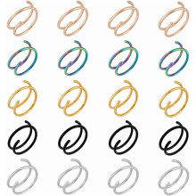 Orecchini a doppio cerchio senza piercing, a spirale, 10 paia