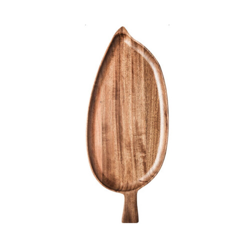 Bladformet trebrett til snacks, frukt og brød, 1 stk.