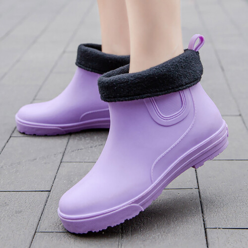Botas de chuva impermeáveis femininas com forro de algodão (1 par)