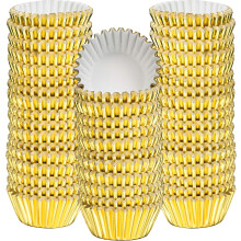 Moldes de papel para cupcakes con lámina dorada, moldes de papel metálico para muffins, 300 unidades