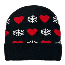 Cappello di Natale fatto a mano, lavorato a maglia con stampa di Babbo Natale e renne.