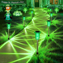 Lot de 10 lampes solaires vertes pour allée, thème Saint-Patrick