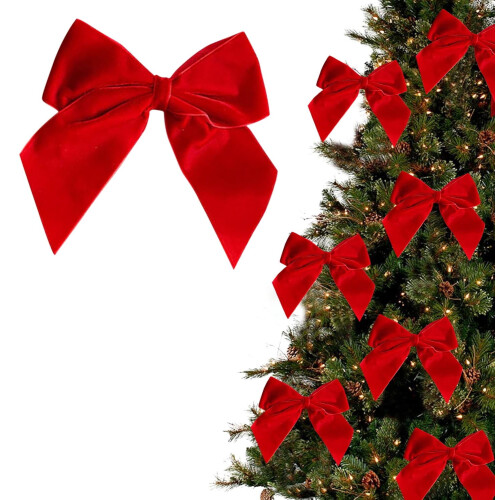 Laços de Natal de veludo vintage, 18 cm (7 polegadas), 12 peças