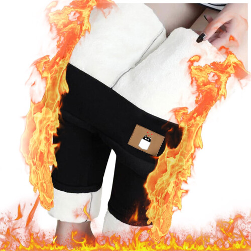 Højtaljede leggings i tykt stretch-materiale til kvinder, sorte 1