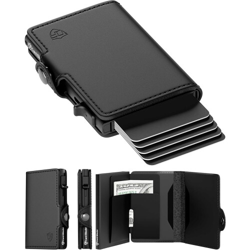Men's RFID Blocking Leather Pop-Up Wallet with Auto