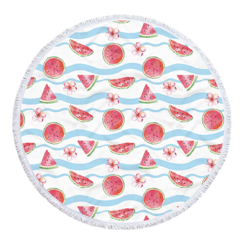 Serviette de plage ronde en microfibre 60 pouces, séchage rapide, motif pastèque