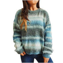 Women's Rainbow Striped Cable Knit Sweater