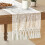 Μπεζ δαντελένιο τραπεζομάντιλο vintage rustic 35x180εκ. με φούντες 1