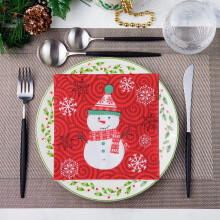 Weihnachtsservietten mit Schneemann-, Schneeflocken-, Elch- und Baummotiven, 20 Stück