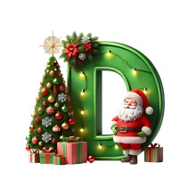 Christmas Tree Pendant with 26 Initial Ornaments Green