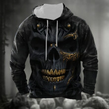Halloween-Skelett-Print Pullover-Hoodie langärmelig