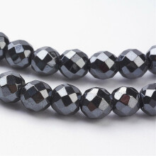 Magnetiske hæmatitperler 6 mm runde sorte 69 stk. pr. streng