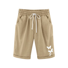 Girls Bermuda Shorts Khaki Elastic Waist Loose Fit Knee