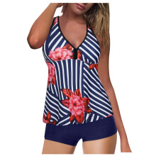 Bedrucktes Tankini-Top mit Trägern und Racerback für Damen, Größe XXXL