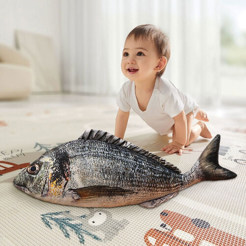 Interaktiv plysfiskepude 40 cm