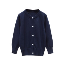 Knit Cardigan Navy Solid Long Sleeve Button Down School