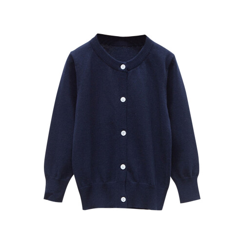 Knit Cardigan Navy Solid Long Sleeve Button Down School