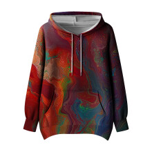 Oversize-Sweatshirt für Damen mit Tasche und Grafikprint, lang