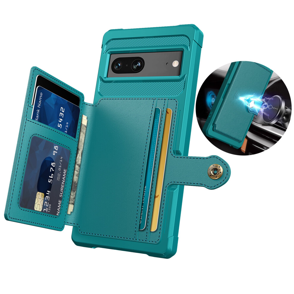 Google Pixel 7 Rugged Shockproof Flip Wallet Case Green 937196979035