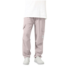 Cargo Pants for Teen Boys Pink Solid Wide Leg Elastic Waist
