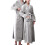 Women's Terry Cloth Flannel Bathrobe Grey Double Pockets 1