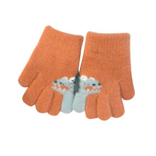 Children's Winter Knit Half-Finger Gloves Dinosaur Print