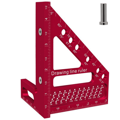 Carpenter Square Scribing Ruler with Angle Pin 12-inch