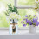 Kunstig blomst med vase i træ, dekorationssæt 2