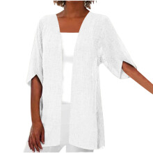 Women's Cotton-Linen Cardigan Half Sleeve Flowy Fall Top