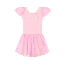 Ballet Leotards for Girls Pink Short Sleeve Skirt Size